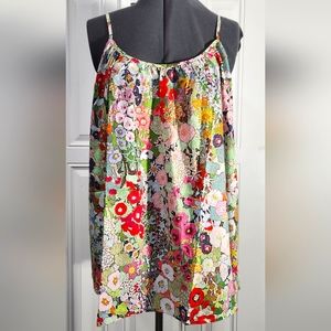 Misslook floral print tank blouse women's size XL